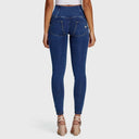 WRUP Denim - 3 Button High Waisted - Full Length - Dark Blue + Yellow Stitching