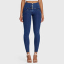 WRUP Denim - 3 Button High Waisted - Full Length - Dark Blue + Yellow Stitching