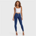 WRUP Denim - 3 Button High Waisted - Full Length - Dark Blue + Yellow Stitching