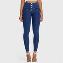WRUP Denim - 3 Button High Waisted - Full Length - Dark Blue + Yellow Stitching
