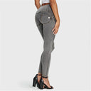 WRUP Denim - 3 Button High Waisted - Full Length - Grey + Yellow Stitching