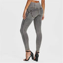 WRUP Denim - 3 Button High Waisted - Full Length - Grey + Yellow Stitching