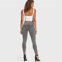 WRUP Denim - 3 Button High Waisted - Full Length - Grey + Yellow Stitching