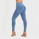 WRUP Denim - 3 Button High Waisted - Full Length - Light Blue + Blue Stitching