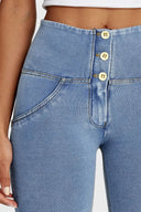 WRUP Denim - 3 Button High Waisted - Full Length - Light Blue + Yellow Stitching