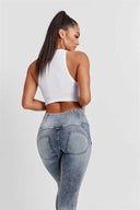 WRUP Denim - 3 Button High Waisted - Full Length - Stonewash