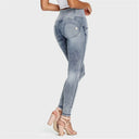 WRUP Denim - 3 Button High Waisted - Full Length - Stonewash