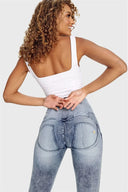 WRUP Denim - 3 Button High Waisted - Full Length - Stonewash