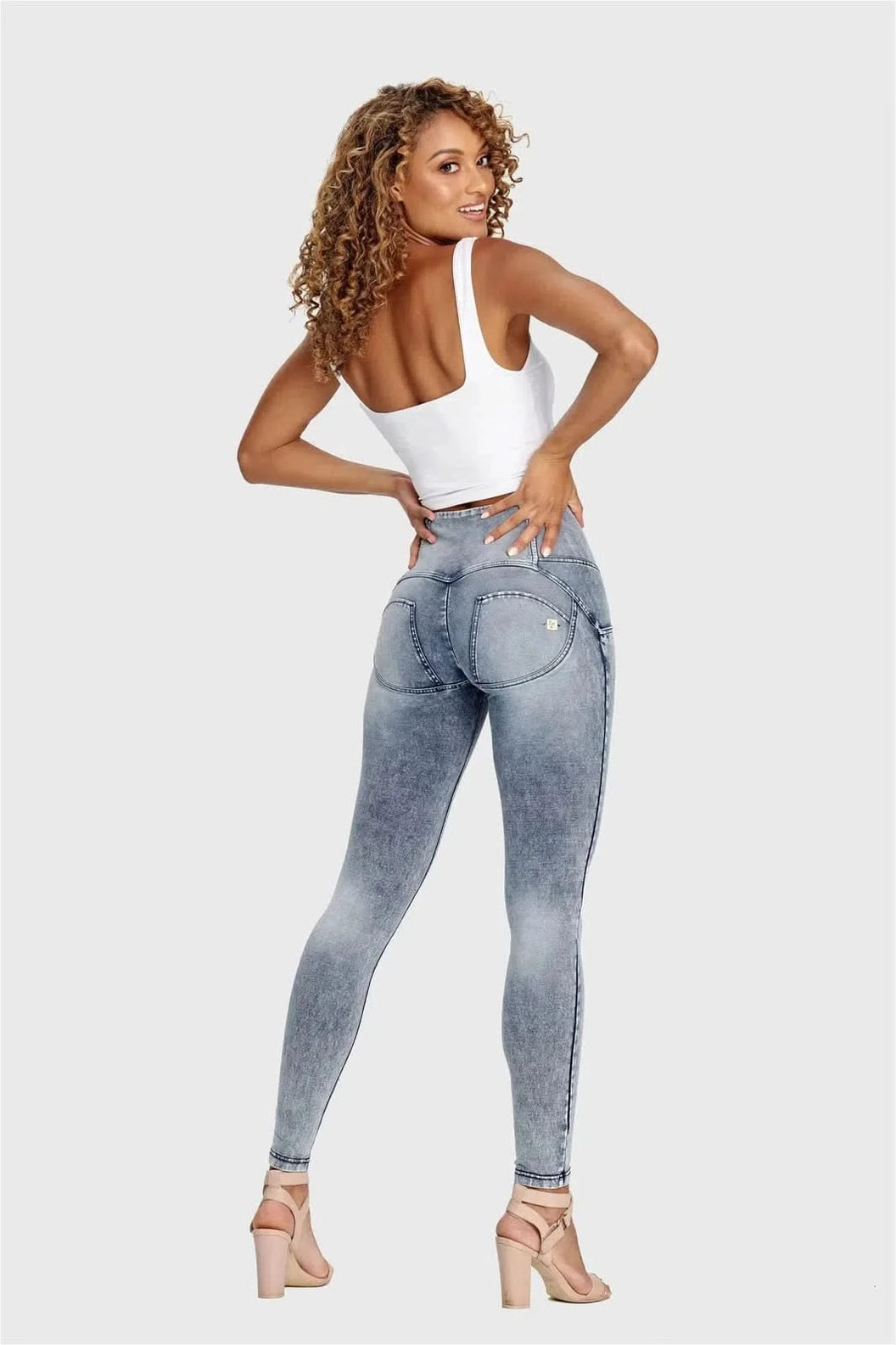 WRUP Denim - 3 Button High Waisted - Full Length - Stonewash