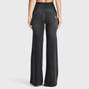 WRUP Denim - 3 Button High Waisted - Palazzo Flare - Black + Black Stitching