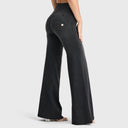 WRUP Denim - 3 Button High Waisted - Palazzo Flare - Black + Black Stitching