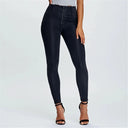 WRUP Denim - High Waisted - 7/8 Length - Black + Black Stitching