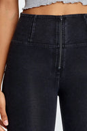 WRUP Denim - High Waisted - 7/8 Length - Black + Black Stitching