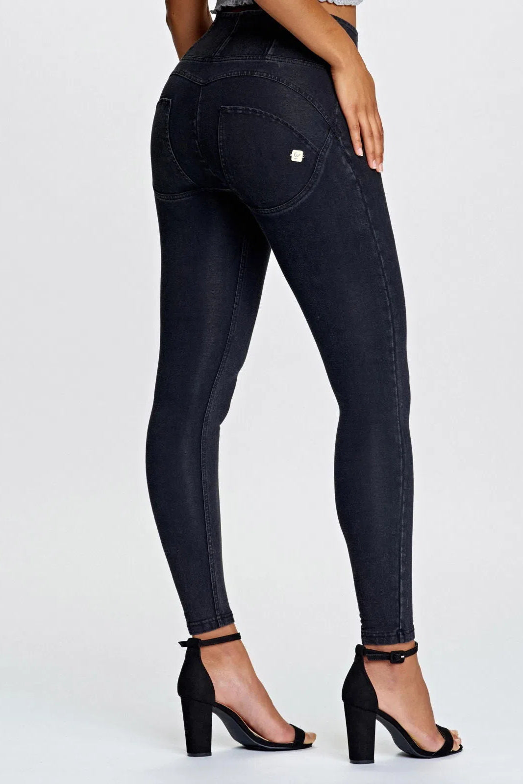 WRUP Denim - High Waisted - 7/8 Length - Black + Black Stitching 1