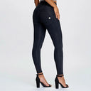 WRUP Denim - High Waisted - 7/8 Length - Black + Black Stitching
