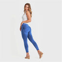 WRUP Denim - High Waisted - 7/8 Length - Cobalt Blue + Blue Stitching
