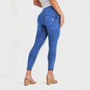 WRUP Denim - High Waisted - 7/8 Length - Cobalt Blue + Blue Stitching