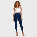 WRUP Denim - High Waisted - 7/8 Length - Dark Blue + Blue Stitching