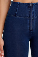 WRUP Denim - High Waisted - 7/8 Length - Dark Blue + Blue Stitching