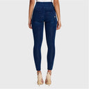 WRUP Denim - High Waisted - 7/8 Length - Dark Blue + Blue Stitching