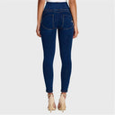 WRUP Denim - High Waisted - 7/8 Length - Dark Blue + Yellow Stitching