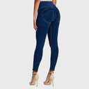 WRUP Denim - High Waisted - 7/8 Length - Dark Blue + Yellow Stitching