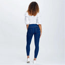 WRUP Denim - High Waisted - 7/8 Length - Dark Blue + Yellow Stitching