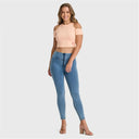 WRUP Denim - High Waisted - 7/8 Length - Light Blue + Yellow Stitching