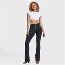 WRUP Denim - High Waisted - Bell Bottom Flare - Black + Black Stitching
