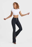 WRUP Denim - High Waisted - Bell Bottom Flare - Black + Black Stitching