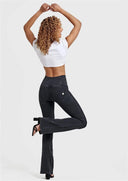 WRUP Denim - High Waisted - Bell Bottom Flare - Black + Black Stitching