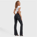 WRUP Denim - High Waisted - Bell Bottom Flare - Black + Black Stitching