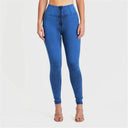 WRUP Denim - High Waisted - Full Length - Cobalt Blue + Blue Stitching