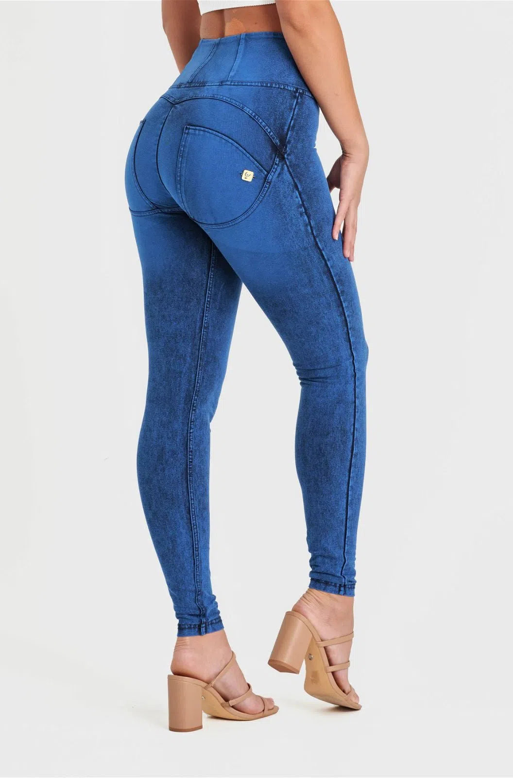 WRUP Denim - High Waisted - Full Length - Cobalt Blue + Blue Stitching