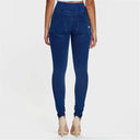 WRUP Denim - High Waisted - Full Length - Dark Blue + Blue Stitching