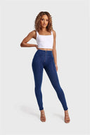 WRUP Denim - High Waisted - Full Length - Dark Blue + Blue Stitching