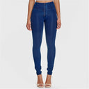 WRUP Denim - High Waisted - Full Length - Dark Blue + Blue Stitching