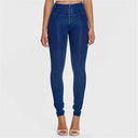 WRUP Denim - High Waisted - Full Length - Dark Blue + Blue Stitching