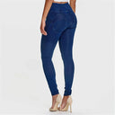WRUP Denim - High Waisted - Full Length - Dark Blue + Blue Stitching