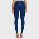 WRUP Denim - High Waisted - Full Length - Dark Blue + Yellow Stitching