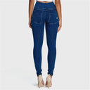 WRUP Denim - High Waisted - Full Length - Dark Blue + Yellow Stitching