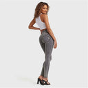 WRUP Denim - High Waisted - Full Length - Grey + Yellow Stitching