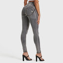 WRUP Denim - High Waisted - Full Length - Grey + Yellow Stitching