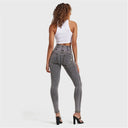 WRUP Denim - High Waisted - Full Length - Grey + Yellow Stitching