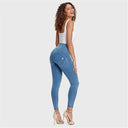 WRUP Denim - High Waisted - Full Length - Light Blue + Blue Stitching