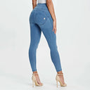 WRUP Denim - High Waisted - Full Length - Light Blue + Blue Stitching