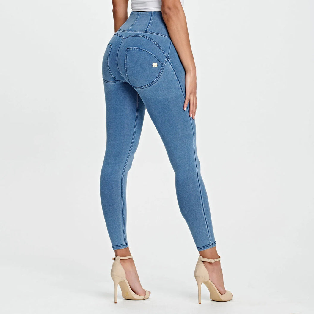 Light Blue + Blue Stitching High Waisted Full Length WRUP