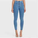 WRUP Denim - High Waisted - Full Length - Light Blue + Blue Stitching