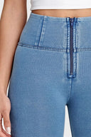 WRUP Denim - High Waisted - Full Length - Light Blue + Blue Stitching