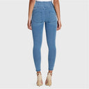 WRUP Denim - High Waisted - Full Length - Light Blue + Blue Stitching